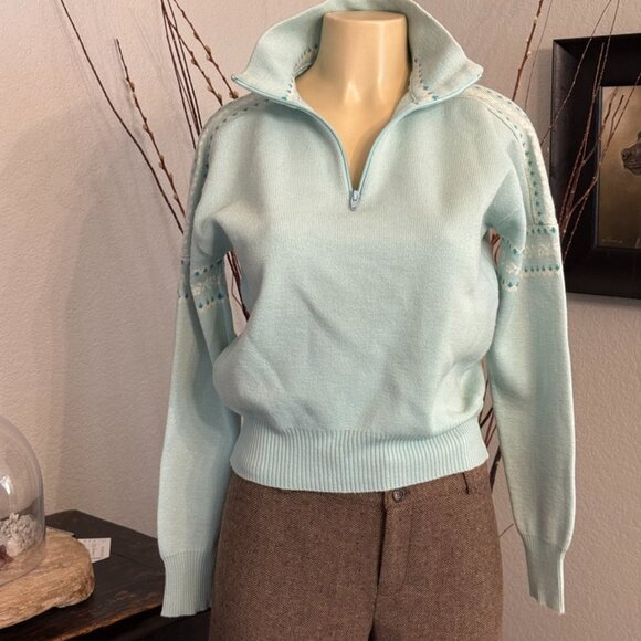 vintage 70's Meister Ski/Ap're Wool Sweater half zip turtle neck style